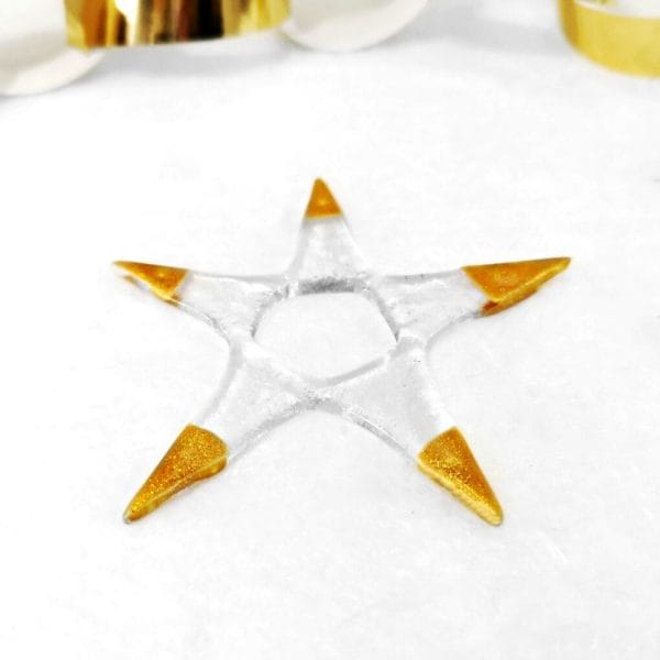 Gold Metallic Fused Glass Christmas Stars