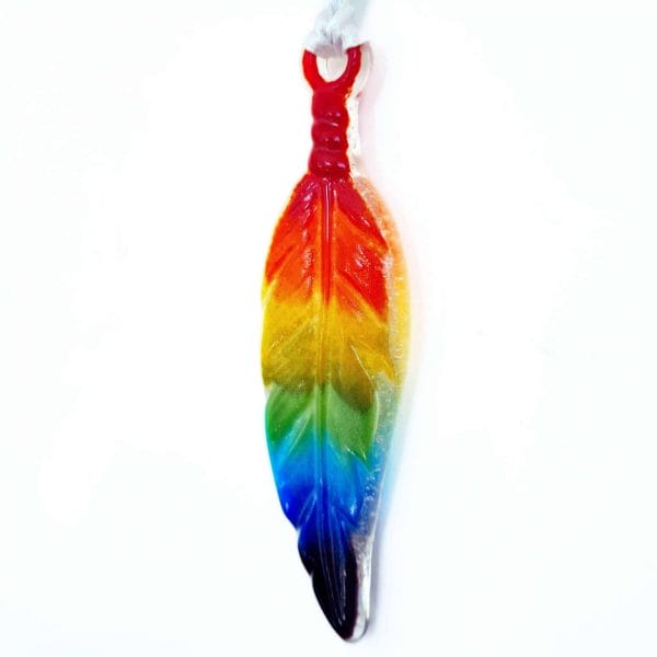 Rainbow Feather Ashes in Glass Keepsake Suncatcher
