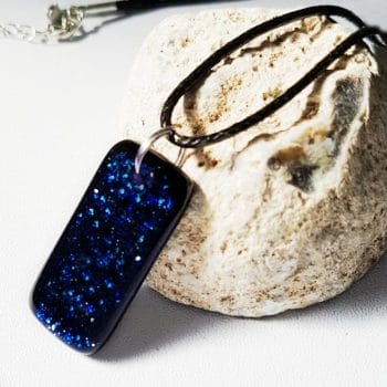 Blue sparkly necklace by Rainbow Lux Glass