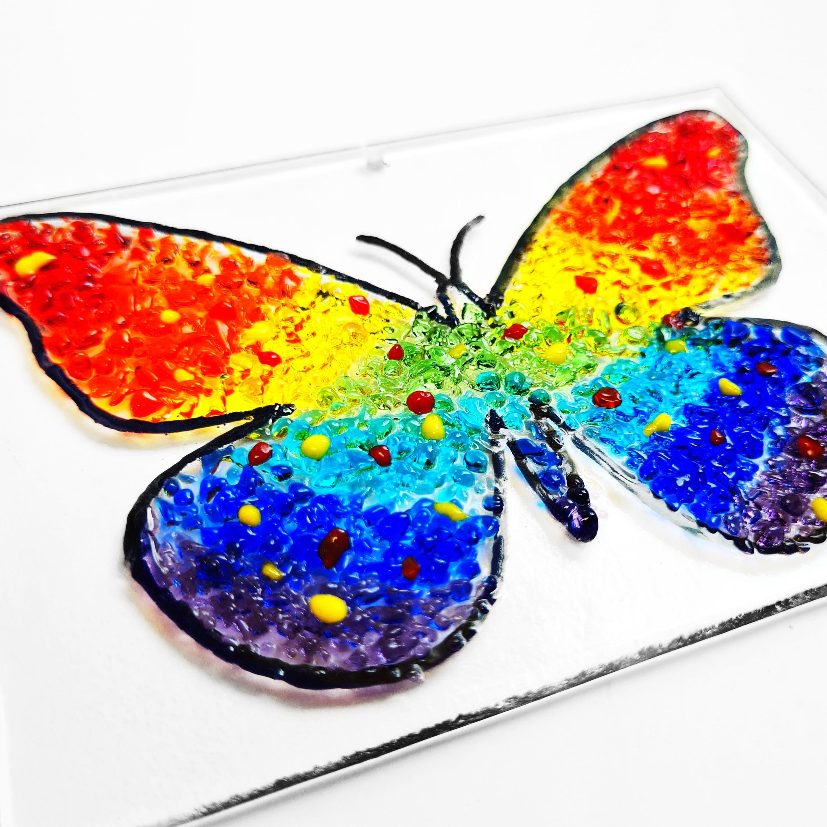 A Rainbow butterfly made out of glass