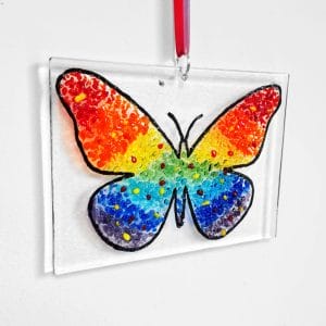 A Rainbow butterfly made out of glass