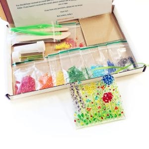 Contents of Flower Garden Glass Craft Kit DIY Make Your Own Suncatcher
