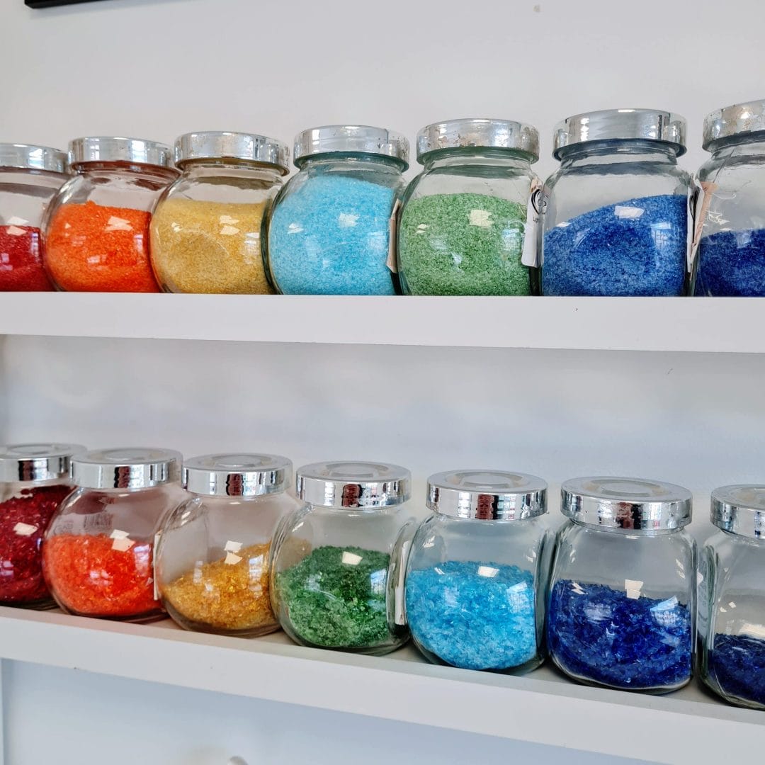 Glass Frit in jars Glass Frit in jars