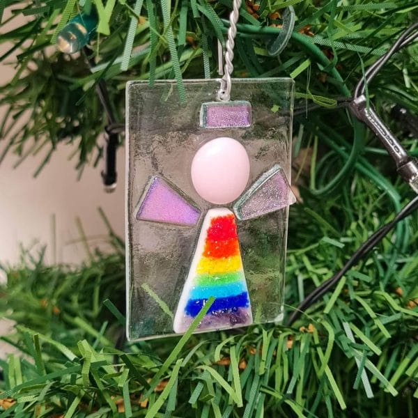 Fused Glass Rainbow Angel Christmas Decoration