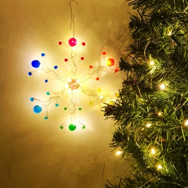 Large Light Up Snowflake Fused Glass Christmas Decoration