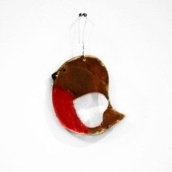 Robin Christmas Decoration - Fused Glass by Rainbow Lux Glass