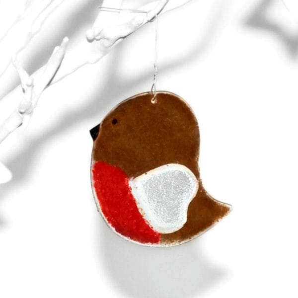 Glass Robin Decoration with Heart Wing, Multibuy Discount