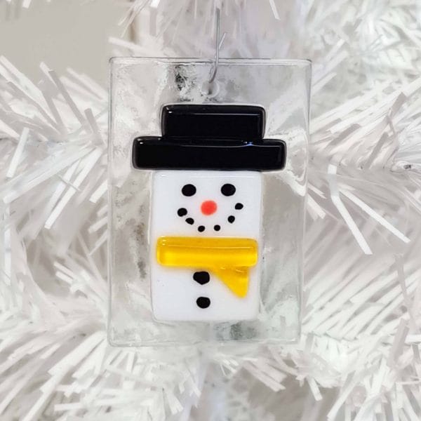 Fused Glass Snowman Christmas Decoration