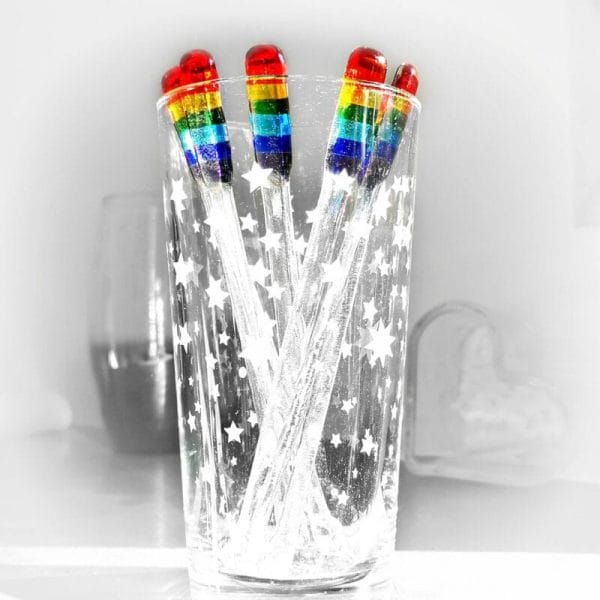 Rainbow Glass Cocktail Drink Stirrers Swizzlesticks