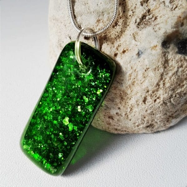 Sparkly Green Necklace with 3 Necklace Styles