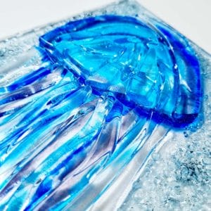 Blue Glass Jellyfish Wall Panel