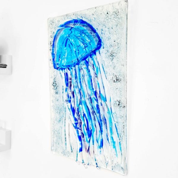 Fused Glass Jellyfish Hanging Wall Panel