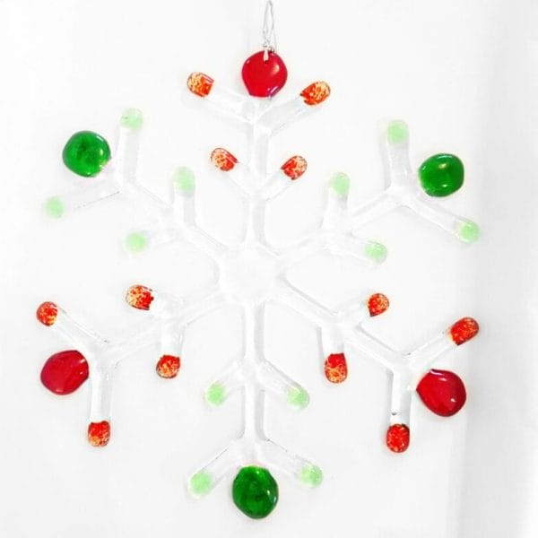 Large Snowflake Fused Glass Christmas Decoration