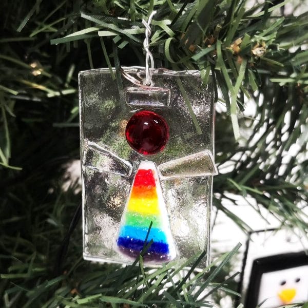 Fused Glass Rainbow Angel Christmas Decoration