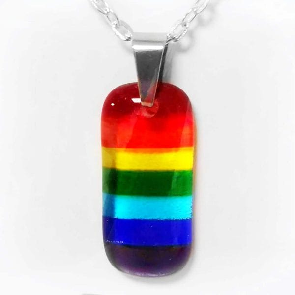 Rainbow Necklace Pendant Fused Glass
