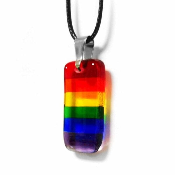 Rainbow Necklace Pendant Fused Glass