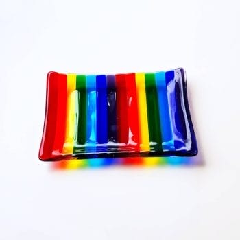 Glass Rainbow Soap Dish on a white background