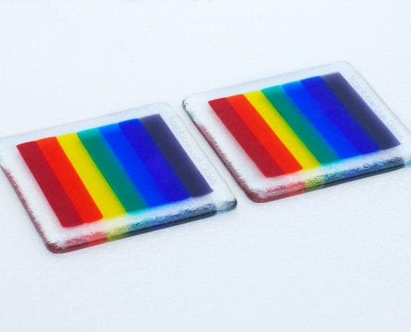 Rainbow Stripe Glass Coasters, Single or Set