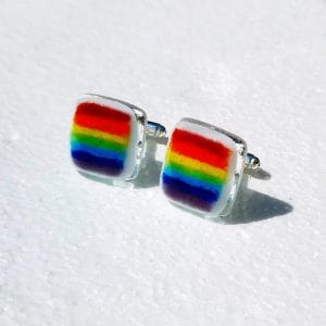 Rainbow Coloured Glass Cufflinks