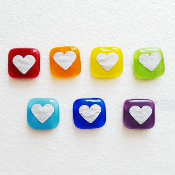 Mini Magnets with Hearts, Set of 7