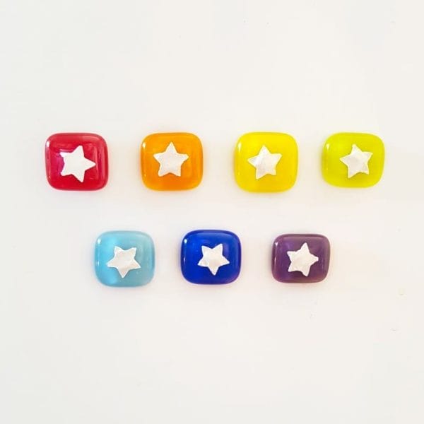 Rainbow Mini Magnets with Stars, Set of 7