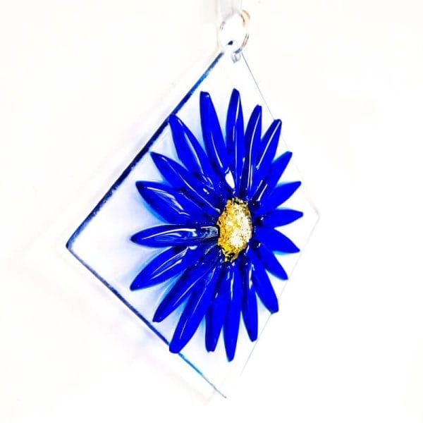 Ashes Keepsake Glass Flower in blue
