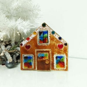 fused glass gingerbread house tealight holder video
